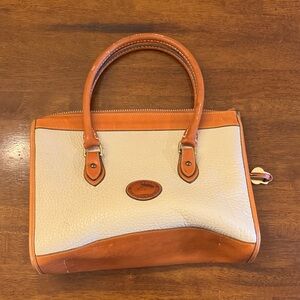 Vintage Dooney & Bourke Brown and Cream Satchel